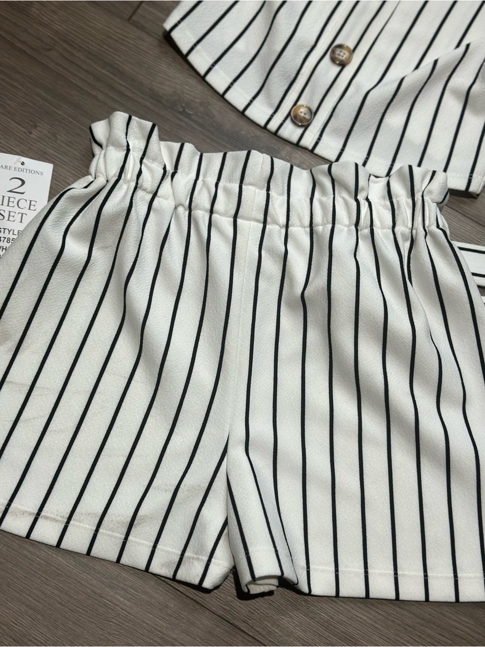 Rare Editions White and Black Striped 2-Piece Girls Set - Picture 8 of 16